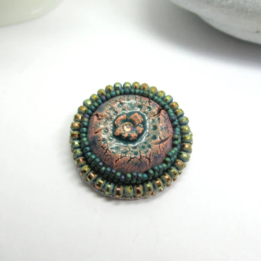 Handmade Cabochon Flower Brooch